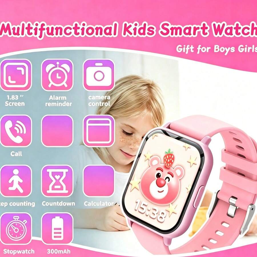 2026 New Children & Teenagers Smart Watch, Best Gift Choice For Easter, Children's Day, Party And Birthday. 1.83-Inch Large Screen, 300mAh Neutral High-Definition Full-Screen Soft Silicone Strap, Weather Push, Customizable Widgets, Essential For Children's Daily Life
