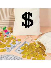 2pcs Canvas Money Bags With Dollar Sign - Perfect For Halloween, Cosplay And Party Favors, Costume Props - Multicolor - View 2