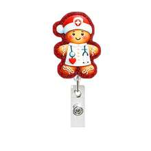 1pc Christmas Deer Snowman Gingerbread Acrylic Scroll Badge Retractable Clip ID Holder - Multicolor - View 11