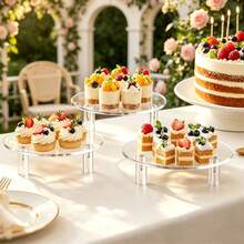 Acrylic Decorative Dessert Stand Round Cupcake Rack Acrylic Display Stand Birthday Wedding Decoration Transparent Dessert Display Rack - Clear - View 3