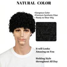 4inch Fluffy African Curly Short Fiber Machine-Made Wig - Multicolor - View 6