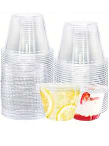 Transparent Cup With Lid, Jelly Cup, Suitable For Desserts, Cupcakes, Parfaits, Puddings, Cold Drinks, Snacks, Fruits, Ice Cream, Catering, Yogurt, Storage, Salad Dressing Cups, Condiment Containers, Weddings And Parties - Multicolor - View 6