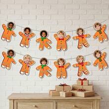 somoving 36/Strands DIY Photo Gingerbread For Man Paper Bunting Banner, Blank Photo Insert Gingerbread Cutout Hanging Garland, Christmas Multipurpose Wall Hanging Decor Supplies For Party, Fireplace & Window Display - Multicolor - View 3