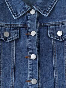 Kids Denim Jacket With Puppy Print On Back, Turn-Down Collar, Casual Top For Boys And Girls - Medium Wash - View 5