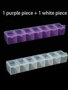 1pc 7/28 7/21 7-Compartment Portable Mini Pill Box, Small Travel Pill Organizer With 3-Section Storage, Morning/Night Separation Design, Suitable For Vitamins, Fish Oil And Small Dose Medications, Weekly Use, Portable And Easy To Store/Christmas Gift, Winter Essential - one-size - View 3