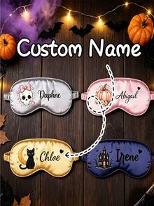 Mặt nạ ngủ Halloween in tên tùy chỉnh cá nhân hóa, quà tặng ngày lễ cho nữ và bé gái, phụ kiện tiệc Halloween - Nhiều màu - Xem 1