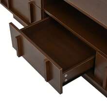 180x40x45cm MDF TV Stand, Low Cabinet, TV Unit With 4 Drawers, 1 Compartment And 2 Open Shelves, For TVs Up To 75 Inches, For Living Room - Walnut Wood Color - View 9