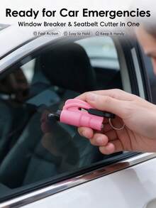 1pc 2-In-1 Car Emergency Seat Belt Cutter + Window Breaker, Comes With Car Keychain And Mini Fire Hammer, Easy Window Breaking And Seat Belt Cutting Emergency Escape Tool For Car, Portable Rescue Tool And Emergency Hammer For Home, School And Travel, Keychain, Car Emergency Escape Device, Multi-Functional Emergency Window Breaking Tool, Gothic Style, Y2K Style, Hammer - Optional 1 Hook Compatible - A - View 3
