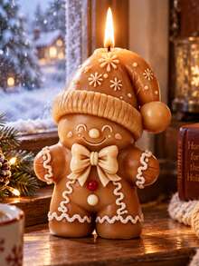 Cute Christmas Gingerbread Man Candle Silicone Mold, Bowtie Gingerbread Christmas Hat Mold, Handmade Christmas Gift Home Decor Making Tool - Silicone Candle Mold - View 1