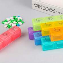 1pc 7/28 7/21 7-Compartment Portable Mini Pill Box, Small Travel Pill Organizer With 3-Section Storage, Morning/Night Separation Design, Suitable For Vitamins, Fish Oil And Small Dose Medications, Weekly Use, Portable And Easy To Store/Christmas Gift, Winter Essential - one-size - View 1