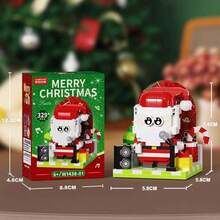Christmas Theme Band Building Block Set, 4 Styles Including Santa Claus, Snowman, Christmas Tree Figures, With Guitar, Drum Set And Other Musical Instrument Accessories, Smooth Touch, Stress Relief Handmade Decor, Strong Holiday Atmosphere, Suitable As Christmas Gift, Desk Decoration, Fun DIY Assembly Toy - Multicolor - View 11