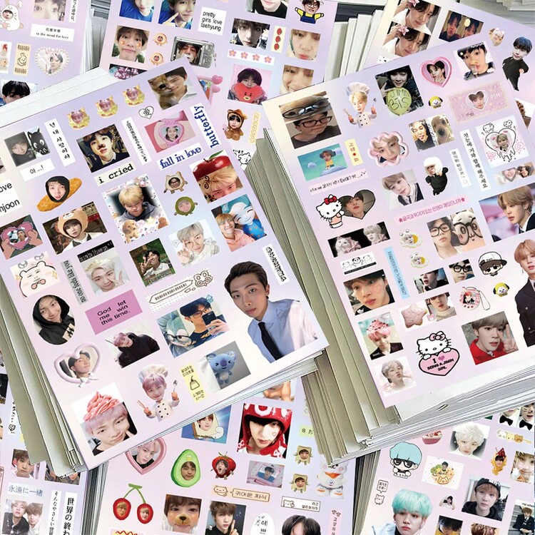 Hasbro 8件/1套 防彈膜貼紙 Kpop 極具吸引力 Ins 風格 韓國團體 Min Yoongi 周邊包裝材料 防水貼紙 - 彩色 - 查看 2