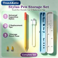 TranAKstic 1 Set Macaron Multi-Color Universal Stylus Pen/Handwriting Pen/Gaming Pen, Set (Includes Storage Box + 2 Replacement Tips + Charging Cable), Universal For Phone And Tablet, Features Replaceable Tip Design, Double-Click Top To Turn On - View 9