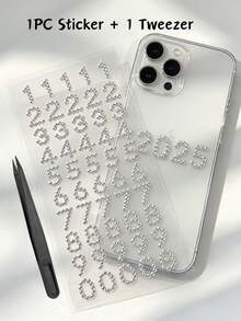 1pc/2pcs/3pcs/4pcs 3D Silver Rhinestone Decor Sticker Set With English Letters, Numbers, Hearts, Stars, Luxury Shiny Texture, Includes Tweezers, Self-Adhesive, Suitable For Phone, Laptop, Camera, Earphones, Water Bottle, Electronic Device Case, Gift Box, Greeting Card, Aromatherapy Container, Storage Box Surface Decoration - one-size - View 19