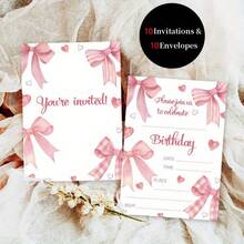 10 Cards And 10 Envelopes Birthday Invitation Set, Suitable For Milestone Birthdays, Invitations, Birthday Celebrations, Elegant Greeting Card And Envelope Set - A - View 7