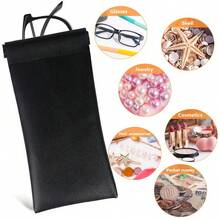 2PCS Magnetic Glasses Case With Spring Top - Soft Leather Case Pouch For Sunglasses - Black - View 6