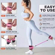 Fitness Ankle Straps - Adjustable D-Ring Ankle Straps, Universal Size, Premium Padding Material, Suitable For Hip Thrust Training, Leg Stretching, Hip And Other Lower Body Training Scenarios, Also Functions As Fitness Ankle Cuffs To Help You Break Through Training Limits. - Multicolor - View 8