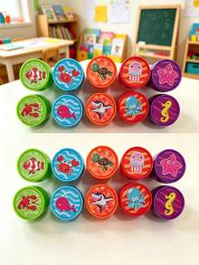 somoving 48pcs Ocean Creature Pattern Stamps, Multiple Ocean Theme Stamps, Suitable For Card Making And Classroom Activities, Party Favors, Gifts, And Creative Craft Supplies - Multicolor - View 3