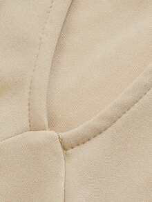 DONICY Women's Elegant Deep V-Neck Stand Collar Long Sleeve Pleated A-Line Mini Autumn Dress - Apricot - View 4