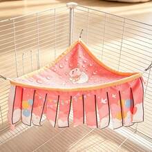 1pc Cartoon Print Tassel Small Animal Hammock, Triangular Hanging Bed Cage Accessory For Hamster, Rabbit, Guinea Pig, Dual-Use Resting & Hiding Nest - View 7