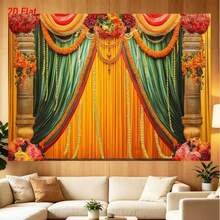 1pc Photo Backdrop For Diwali Worship Ceremony. Suitable For Durga Puja, Traditional Worship Platforms, Etc. - Multicolor - View 7