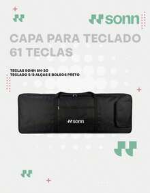 Capa para Teclado 61 Teclas Sonn Sn-30 capa Teclado 5/8 Alças E Bolsos tecido oxford 600 preto bolsa case teclado - Visão 3