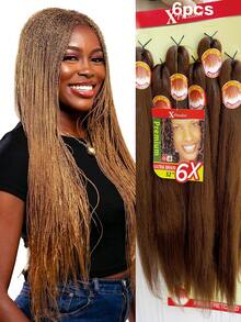 6pcs 26 Inch Pre Stretched Braided Hair Bundle, High-Quality Synthetic Fiber Crochet Braided Hair, Suitable For Women, Non Itchy And Heat-Resistant - Multicolor - View 9