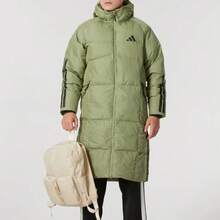 Adidas 3-Stripes Striped Casual Hooded Long-Sleeve Long Down Jacket Men's Tent Green - Tent Green - View 5