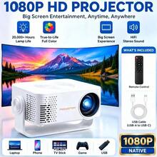 M60 Mini Projector, Supports 1080P Resolution, Equipped With USB And Type-C Interfaces, Portable Home Projector, Projection Size Range 20 To 100 Inches - White - View 3