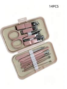 14pcs Pink Foot Care Set - Stainless Steel Nail Care Tool Kit (With Portable Storage Box), Professional Nail Care Tools, Suitable For Home, Salon And Travel, Personal Care, Cleaning Tools, Hand And Foot Care Accessories. Women's Room Decor. Room Decor - Multicolor - View 10