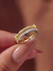 1 buah Anting Tiga Lapis Halus, Cocok untuk Wanita, Anting Kristal Elegan, Perhiasan Indah - MultiWarna - View 29