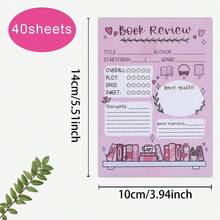 1/2/8pcs Book Review Notebooks, 5.5 X 3.9 Inches, Self-Adhesive Small Notebooks, Reading Notes Supplies, 40 Pages Per Book - one-size - View 4