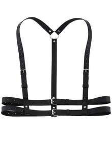 1pc Women Black Leather Chest Strap Harness Body Decor Belt Suitable For Daily Use - Black - View 2