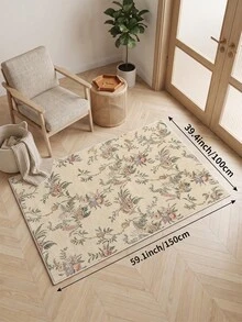 1pc Light Apricot Gentle Pastoral Style, Vine & Floral Faux Cashmere Living Room Rug, Soft Non-Slip Wear-Resistant, Suitable For Living Room, Bedroom Holiday Decor, Office, Non-Slip Door Mat, Bathroom, Hallway, Study Area Rug - Apricot - View 15
