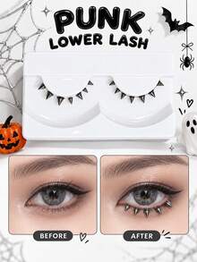 Halloween 1pair Spiky Lash, Self-Adhesive, Non Adhesive ,Bottom Lashes, Metallic, Cosplay, Subculture, Creative Makeup, Extremely Fine, Transparent Stem, Reusable, Party Style - View 4
