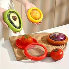 Juego de 4 cajas de almacenamiento de frutas de gran capacidad - Mantiene frescas por más tiempo, recipientes reutilizables, herméticos, apilables y sin BPA para aguacates, cebollas, limones, papas, verduras y frutas - Perfectas para organización de refrigerador y preparación de comidas, - Caja de conservación (4-Piece Set) - Ver 2