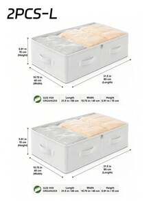 White Underbed Storage Organizer Box, Large Capacity Foldable Storage Bin For Organizing Blankets, Skirts, Bedding, Clothes, Underbed Clothing Storage Organizer, Space-Saving Closet Storage, Underbed Storage, Minimal Space Occupancy - View 11