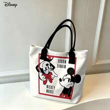 Miniso Disney Mickey & Minnie Vintage Couple Pattern Laptop Bag, Handheld & Shoulder Strap, For Daily Use - Black - View 7