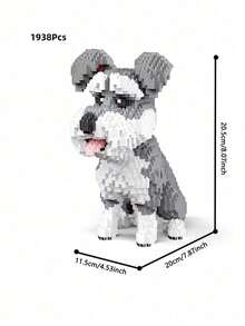 1938Pcs Micro Mini Cartoon Dog Building Blocks Set,3D Animal Assembly Model,Vivid Shape & Rich Colors,Styles:Black Dachshund,Husky,Schnauzer,Corgi,Great For Pet Lovers,Home Desktop Decor,Birthday Gift,Collectible Ornament - Multicolor - View 13