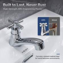 ABS Plastic Single Cold Water Faucet, Cross Handle Deck Mounted Basin Tap, Quick Opening Bathroom Sink Faucet - Plating - View 2