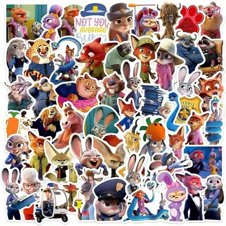 Disney Zootopia2 Sticker Cartoon Anime Judy Hopps Nick Wilde Nibbles Maplestick Gary De Snake Image Stickers Suitable For Suitcase Laptop Notebooks And Diaries PVC Waterproof - Multicolor - View 1