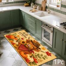 2D Highland Cow, Sunflower, Pumpkin Welcome Pattern Printed Long Runner Mat Series, Indoor Entryway Mat, Bedroom Bedside Mat, Kitchen Mat, Kitchen Long Runner, Suitable For Living Room, Laundry Room, Bathroom - Multicolor - View 11
