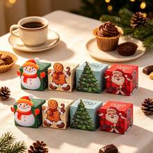 8/12/24pcs/Pack Christmas New Party Gift Candy Cookie Box Paper Box 3D Candy Box Party Gift Decoration Box Paper Box - View 3