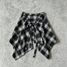 New Plaid One-Piece Waist Skirt With Decorative Drawstring, Unisex, High Waist Design, Ruffle Hem, Suitable For Family Matching, Autumn/Winter Style. YN3U - Multicolor - View 13