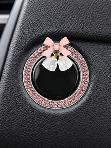 Stiker Tombol Start Mesin Mobil, Cincin Tekan Start dengan Pita Berlian Imitasi untuk Dekorasi Interior, Hadiah Berkilau untuk Pengemudi Wanita, Anak Perempuan dan Pecinta Mobil, Ulang Tahun, Hari Valentine, Natal dan Perjalanan Harian - A - View 3