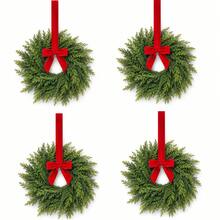 Thewe 17" Christmas Cedar Wreaths For Front Door, Real Touch Handmade Full Artificial Cedar Wreath Set, Faux Greenery Christmas Wreath For Indoor Outdoor Mantle Porch Window Farmhouse Decor - Multicolor - View 11