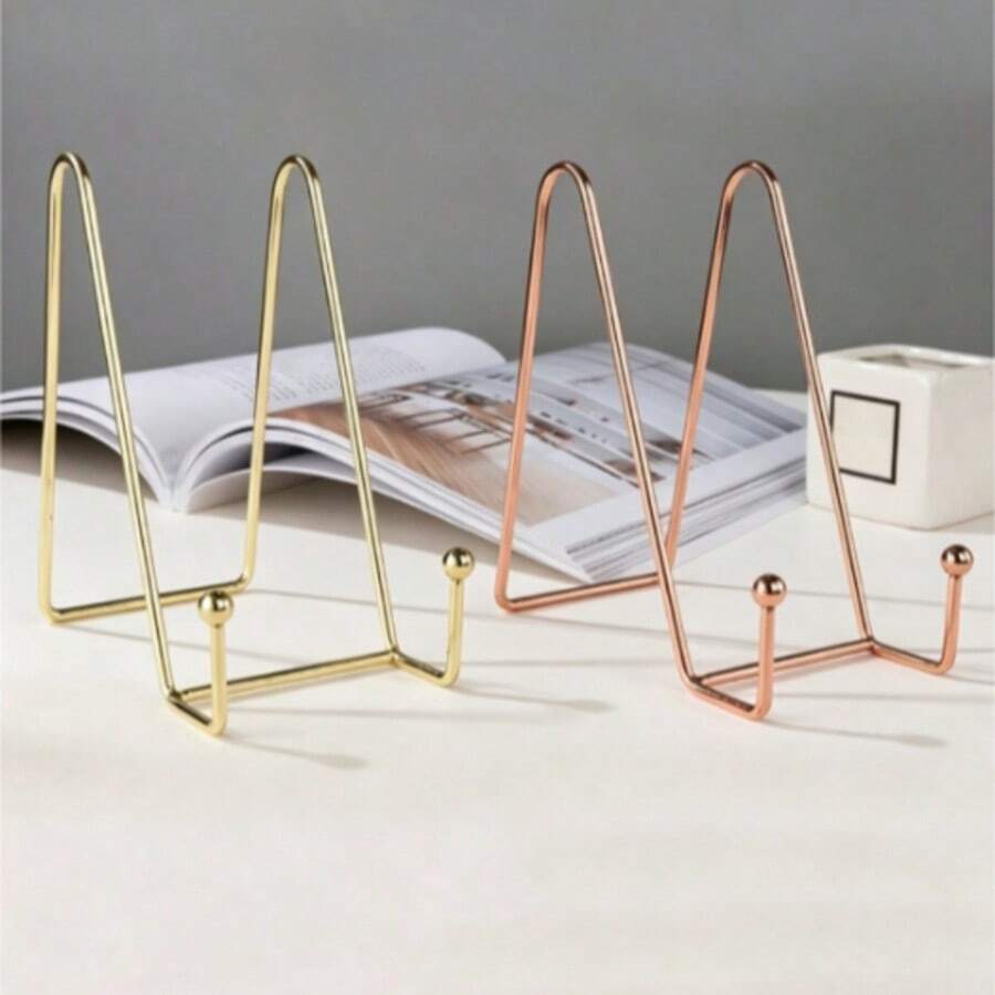 1 Metal Display Stand, Elegant Black Plate Holder, Desktop Stand For Books, Photos, Art & Plaques, Modern Versatile Home Decor - Multicolor - View 1