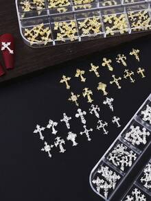 A Mixed Set Featuring 60 Punk-Style Cross Nail Charms Across 12 Compartments; With A Variety Of Designs Perfect For Creative Mixing And Matching, It Is The Ideal Choice For "Cool Girls" Seeking A Y2K Nail Aesthetic. - Multicolor - View 5