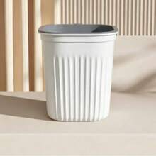 Multifunctional Garbage Storage Bin, Vertical Stripe Design Large Capacity Trash Can, Multi-Scenario Applicable Convenient Cleaning Garbage Bin, Kitchen Bathroom Bedroom Universal - White - View 6