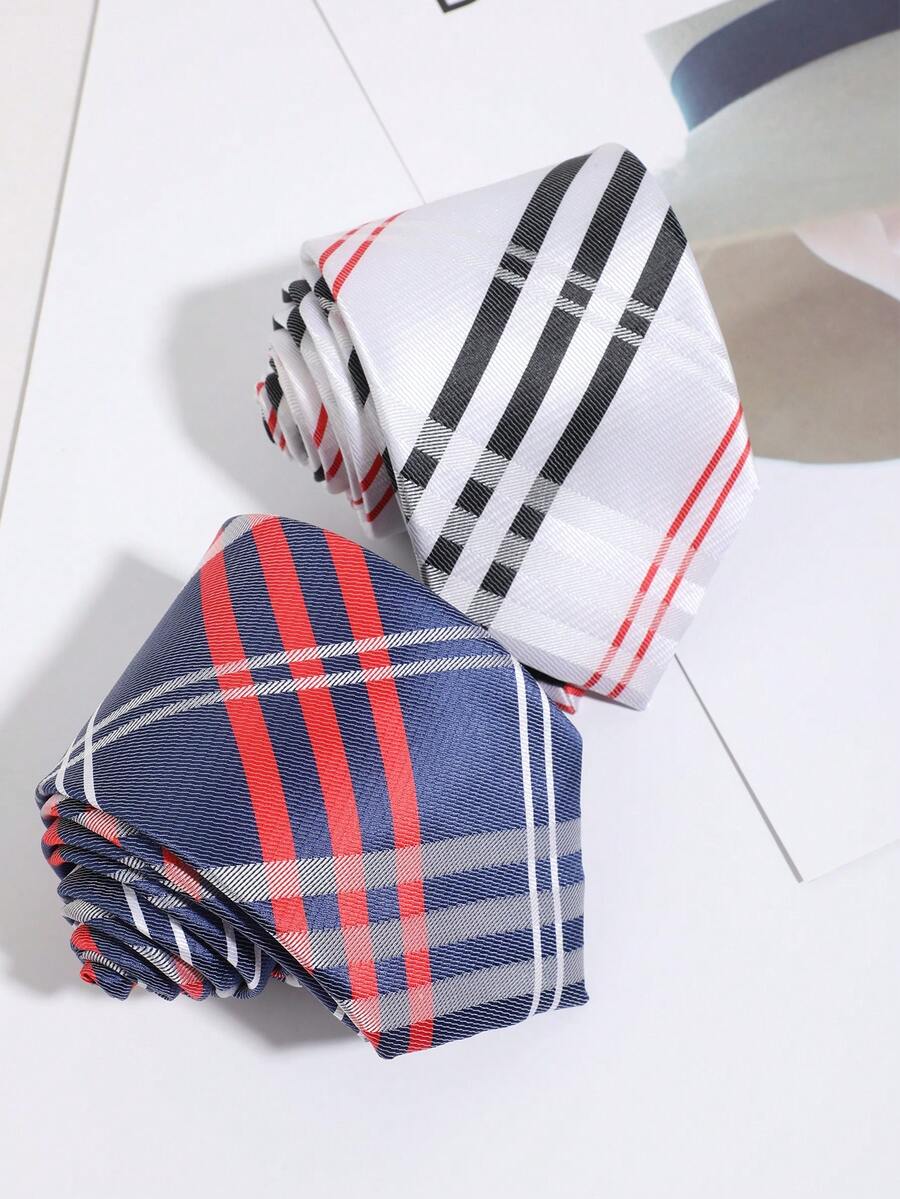 1 chiếc cà vạt jacquard kẻ caro cổ điển, phụ kiện áo sơ mi công sở nam trang trọng, phong cách vintage phối đồ trang trí - Nhiều màu - Xem 1